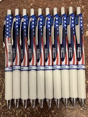 Lot of 10 Pentel EnerGel RTX Liquid Gel Stars & Stripes Ed. 0.7mm Black Ink Pens