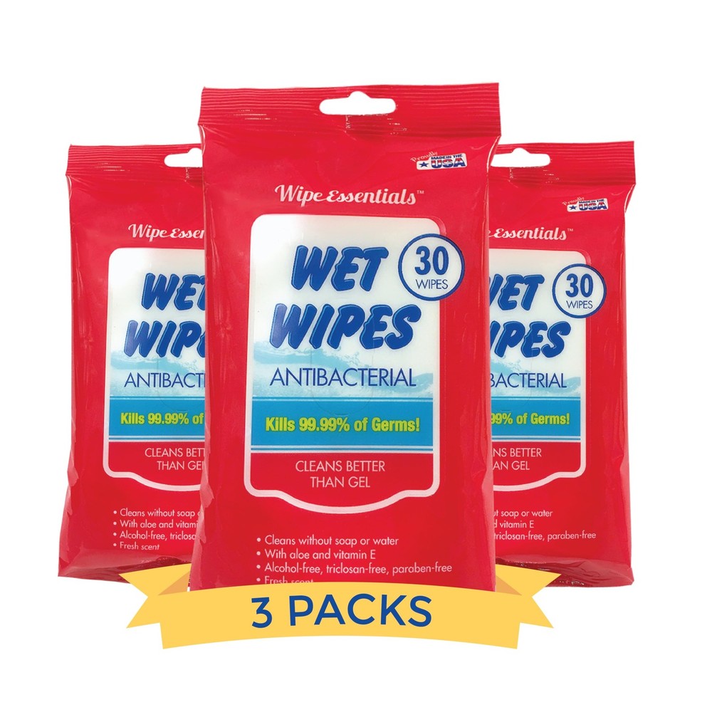 WipeEssentials Hand Sanitizer Wipes for Adults & Kids – 30 Count (Pack of 3)