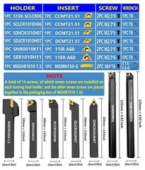 3/8″ 10mm Shank Indexable Carbide Lathe Turning Tool Holder Set Cutting Tools