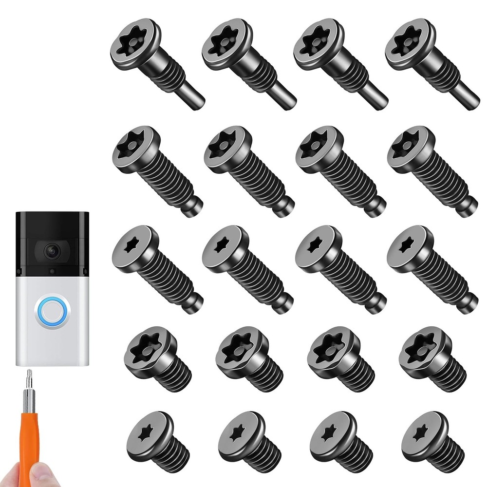 20-Pc Camera Screws, Video Doorbell Screws 0.2-1.5 x 0.5 inches #8-32, Black