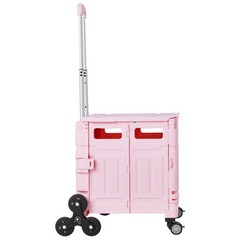 Foldable Cart with Stair Climbing Wheels Collapsible Rolling Crate 65L