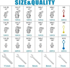 315 PCS Grease Fittings Assortment, SAE & Metric Zerk Grease Fittings Straigh…