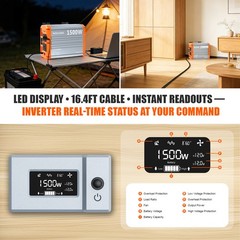 1500W Pure Sine Wave Power Inverter 12V to 110V 120V for LiFePO4 Lithium Battery
