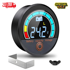 Battery Capacity Voltage Meter, 12V 24V 48V 60V 84V IP68 Waterproof LCD Battery