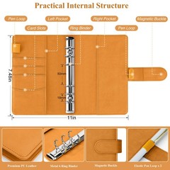 Antner Budget Binder with Zipper Envelopes, Money A6 Size, Dark Yellow