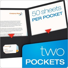 Twin-Pocket Folders, Textured Paper, Letter Size, Black, Holds 100 Sheets, Bo…