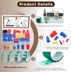 104Pcs Powder Coating Plug Kit with PET Masking Tape – for Powder Coating System