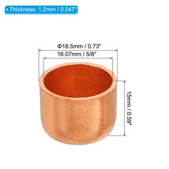 3pcs 5/8″ ID Copper Pipe End Cap Copper Fitting Cap Sweat Plug Solder Connection