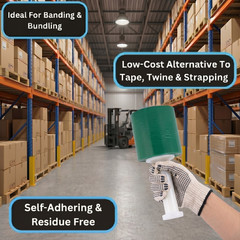 12 Rolls Cast Narrow Banding Stretch Wrap 5″ x 1000′ 80 Gauge Green Shrink Flim