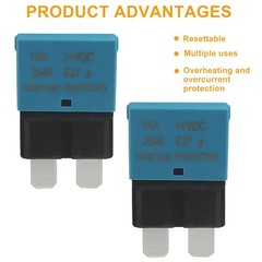 Litoexpe 2 Pack 15A Auto Reset Circuit Breaker, ATC/ATO Low Profile Mini Blad…