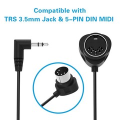 TRS 3.5mm MIDI Cable 2-Pack 1-FT / 30CM Type-A TRS 3.5mm to MIDI 5 Pin Din Ca.