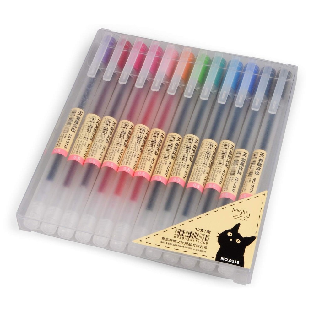 bouti1583 1 Count (Pack of 12), Yellow,Orange,Blue,Green,Brown,Pink,Red,Black