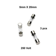 250 Volt 5X20mm 250v Glass Fuse 0.2A 0.5A 1A 2A 3A Amp – 3 pieces