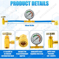 Refrigerant Recharge Kit A/C R134-a Self-Sealing Adapter for AC Sealing cans