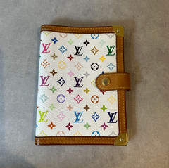 Louis Vuitton Monogram Multicolor Notebook Cover R20896 White Planner Cover Auth