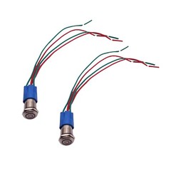 2 pcs Blue 12mm 12V LED ON OFF Push Button Power Switch Latching