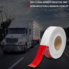 DOT-C2 Reflective Tape 2 inch x 30 FT Waterproof Red/White Adhesive Conspicui…