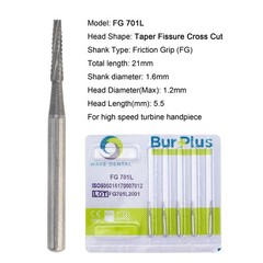 Wave Dental Burs FG 701 701L Taper Fissure Carbide High Speed Handpiece Bur
