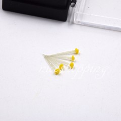 10 Pcs 1 Pack Dental Resin Screw Thread Quartz Fiber Post & 1 Drill Yellow 1.4