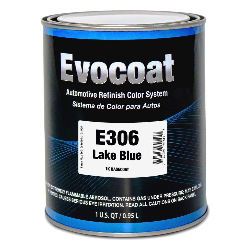 Evocoat 1K Base Coat E306 Lake Blue QT, (Compatible With PC-1306 1:1 Mix Ratio)