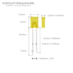50 x 2x5x7mm Colored Bright Yellow Rectangle LED Light Emitting Diode Bulb – USA