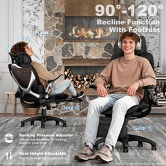 ELABEST X100 Ergonomic Mesh Office Chair with Footrest, Big and Tall Hone Des…
