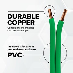 10 AWG Insulated Solid Copper THHN/THWN Wire 100 FT – 10 Gauge Ground Wire fo…