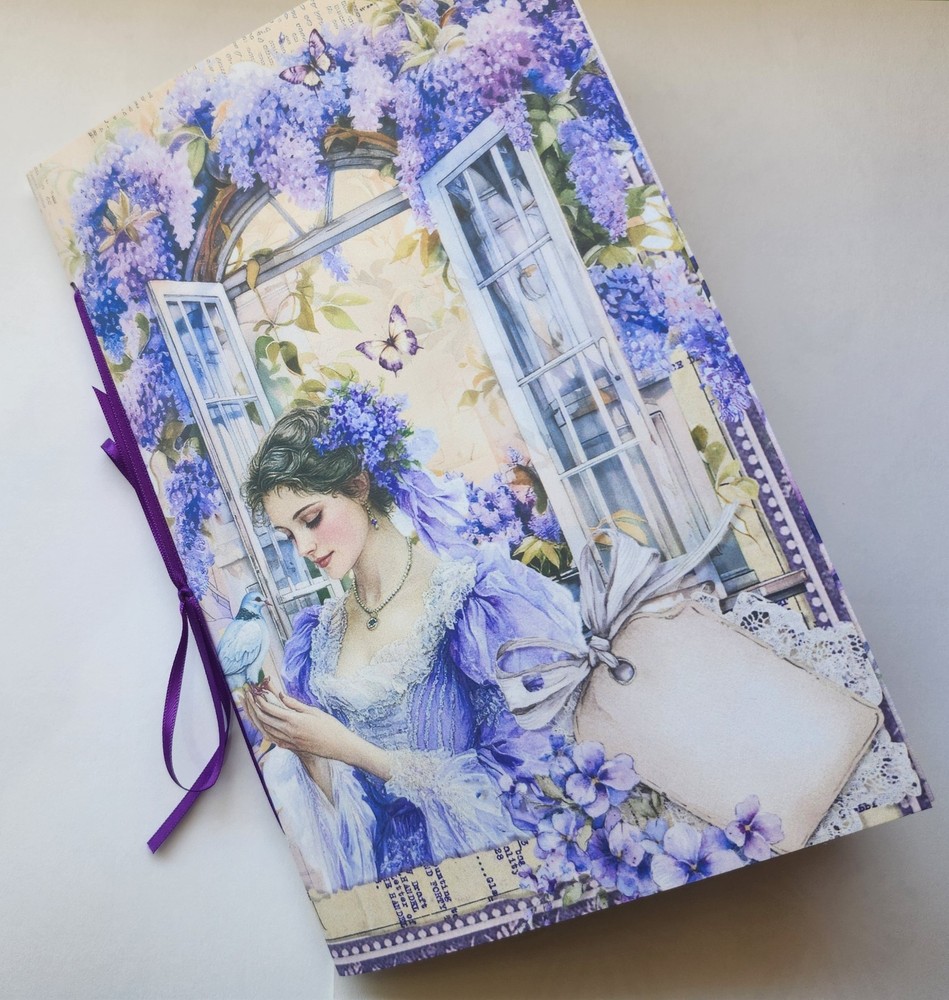 Junk Journal Blank Booklet “LAVENDER DREAMS” Vintage Purples 40pgs