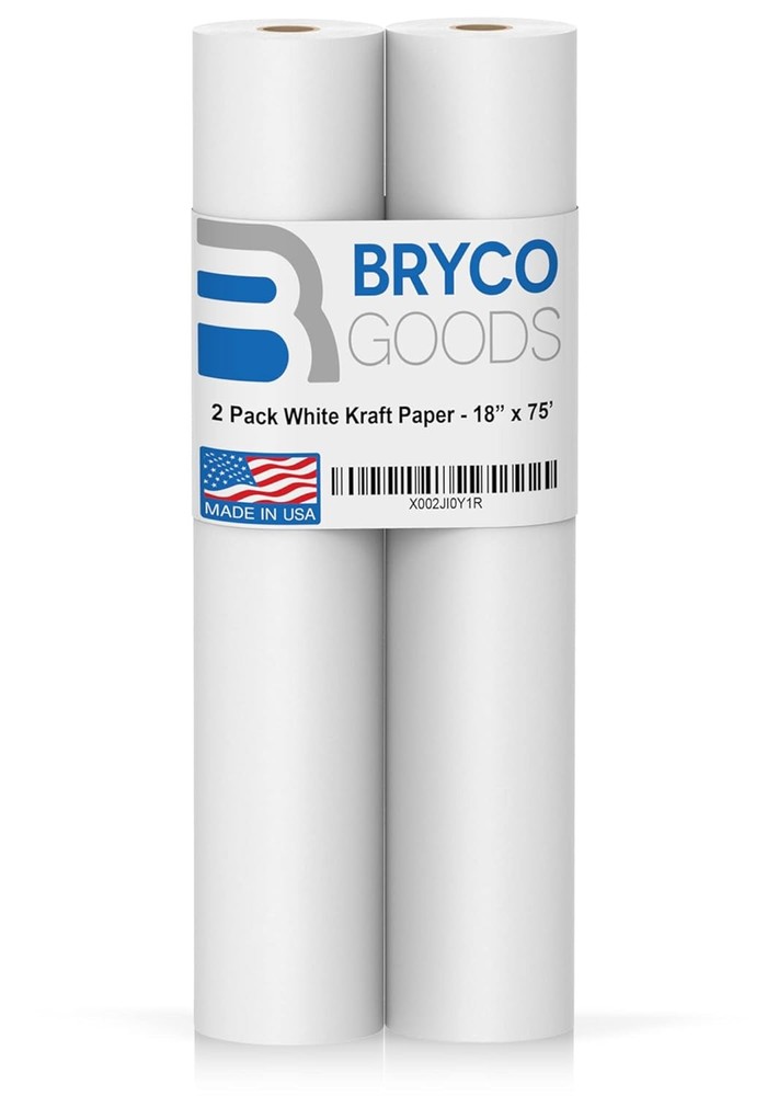 Bryco Goods Arts and Crafts Paper Roll – Pack of 2 – For Paints – Wall Art – Whi