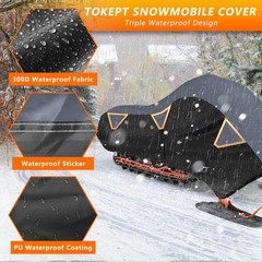 Tokept Snowmobile Cover, 300D Waterproof Oxford Fabric Sled Ski Cover, with Tria
