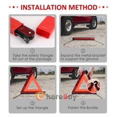 3X Reflective Warning Triangles Emergency Kit For Car Safety Security Truck Road