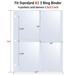20 Pack 160 Pockets 2.5×3.5 Trading Card Sleeves,A5 Binder 4 Pocket Card