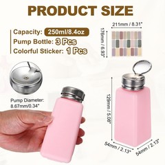 3Pcs 250ml/8.4oz Solvent Alcohol Dispenser for Acetone Cleanser Pink