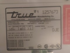 True GDM-26 used single swing glass door refrigerator w/ R134a and LED lighting.