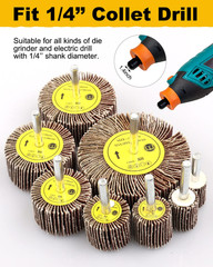 8 Pcs Flap Wheel Sander Set, 1/4″ Shank 8Size Flapper Wheel, Long-Lasting Cy…