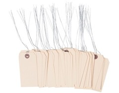 1000- 3 3/4″ x 1 7/8″ Size 3 Manila Inventory Shipping Hang Tags with Wire 13 Pt