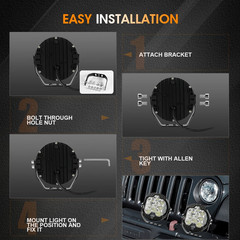2PCS 5″ inch Round LED Work Lights Bar Amber DRL Pods Fog Lamp Offroad Driving