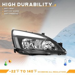 Headlights 2003-2007 Honda Accord Coupe Sedan Chrome Amber Reflector Pair