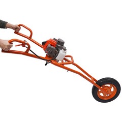 63CC 3HP Post Hole Digger Gas Powered Earth Auger Borer Wheelbarrow Ground Drill