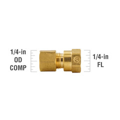 ProLine Series Brass 1/4-in Female x 1/4-in Compression Adapter Fitting