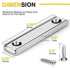 Magnets Strong Neodymium Rectangular Magnetic Bar 4Pack Wall Mounting