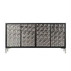 Betie Sideboard Buffet Cabinet- Textured Steel Metal- Black Wood- 72In