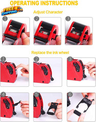 MX-5500 8 Digits Price Tag Gun with 5000 Sticker Labels and 3 Ink Refill Label