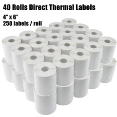 40Rolls 4×6 Direct Thermal Shipping Labels 250/Roll For Eltron ZP450 Zebra 2844