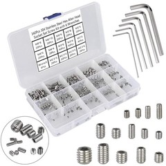 340Pcs Metric Hex Socket Head Cup Point Set Screws Assortment Kit, 304 Stainless
