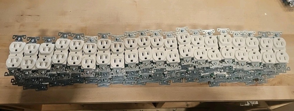 Lot Of 100 UNITS-Eaton 15 -Amp 125-volt Commercial Duplex Outlet , Light almond.