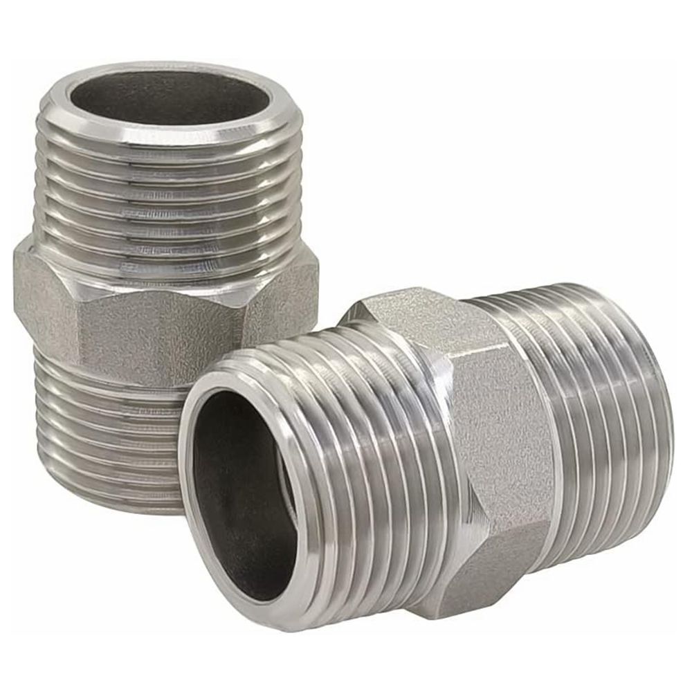 2x NPT Stainless Steel Nipple Male to Male Fittings 1/8″ 1/4 3/8 1/2 3/4 1″ C279