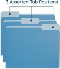 200 Blue Summit Supplies Colorful File Folders with Tabs, Multi Colored File Fol