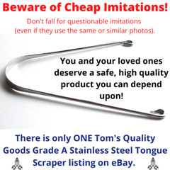 Tongue Scraper Cleaner STAINLESS STEEL GRADE A Brush NO COPPER/PLASTIC Metal USA