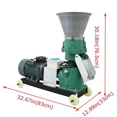 220V Feed Pellet Mill Machine Granulator w/2，3，4，5，6，8，10，12mm Plate 120-150KG/H